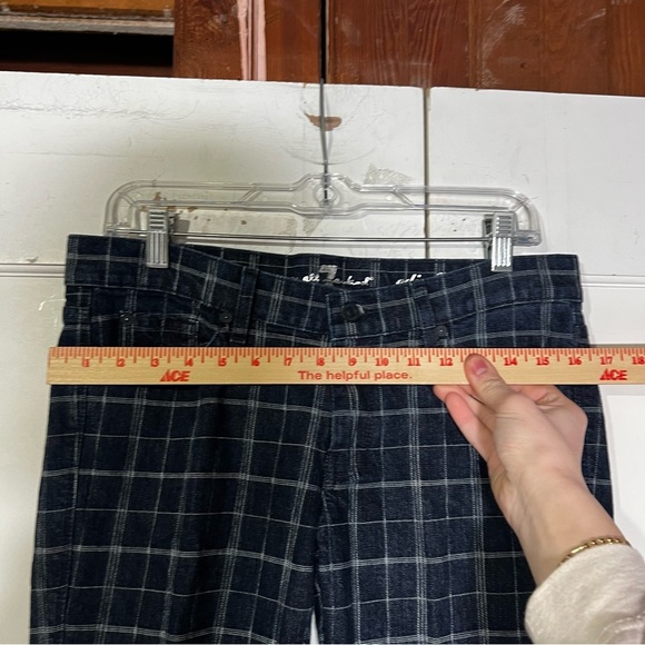 7 For All Mankind Edie Flood Plaid Jeans Blue Size 31 Denim Plaid Cropped - Picture 4 of 12